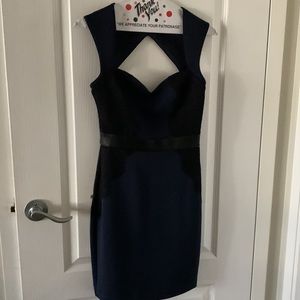 Guess black and blue cocktail dress with black lace bodice size 0